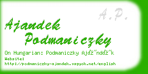 ajandek podmaniczky business card